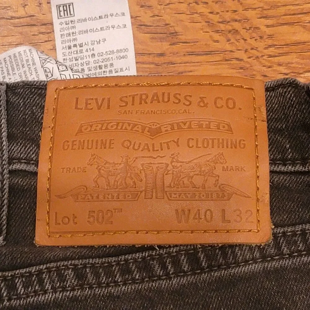 Levi's 502 Premium Black Jeans 40x32 Stretch Lyocell